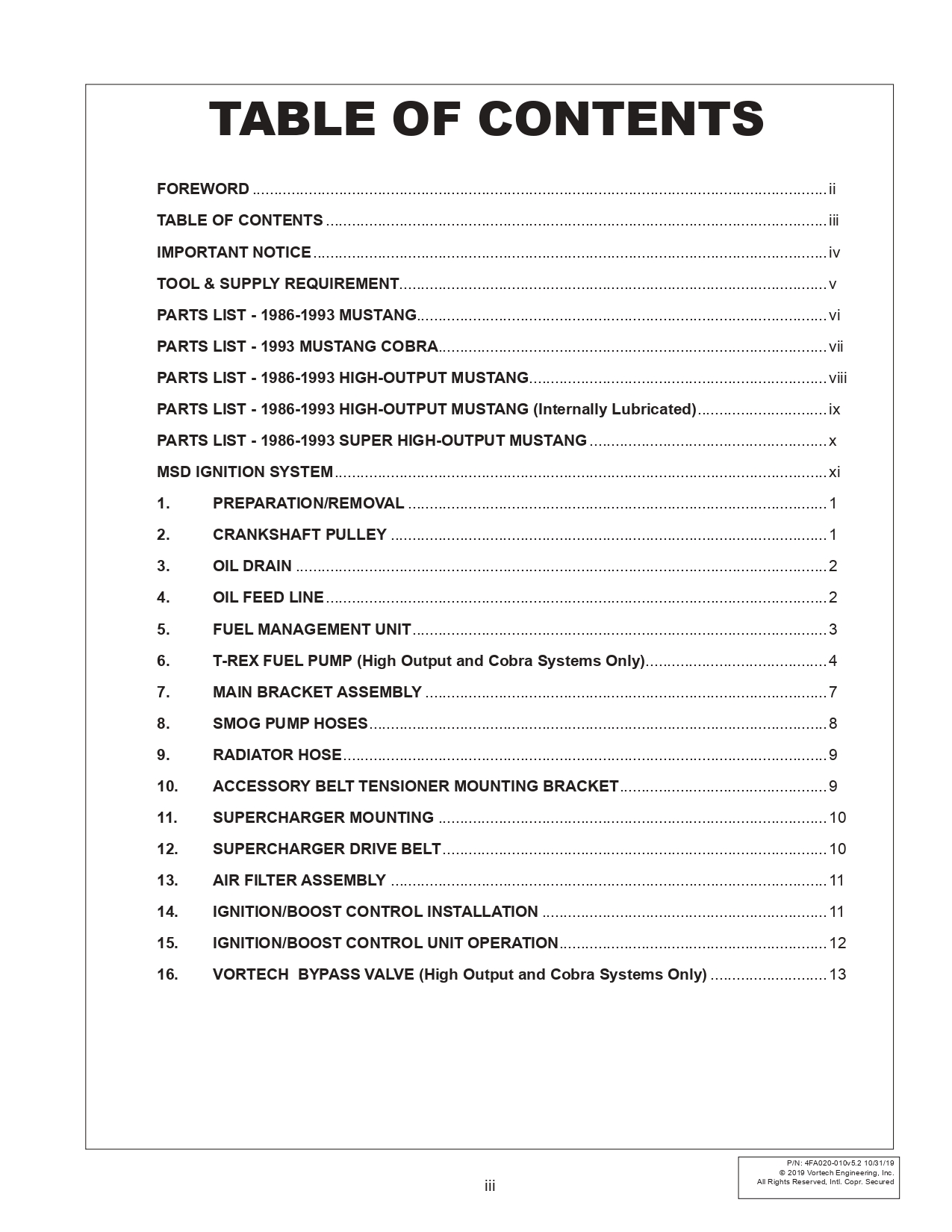1986-93 Mustang Vortech V3 Installation Instructions - 1986-93 Mustang Vortech V3 Installation Instructions