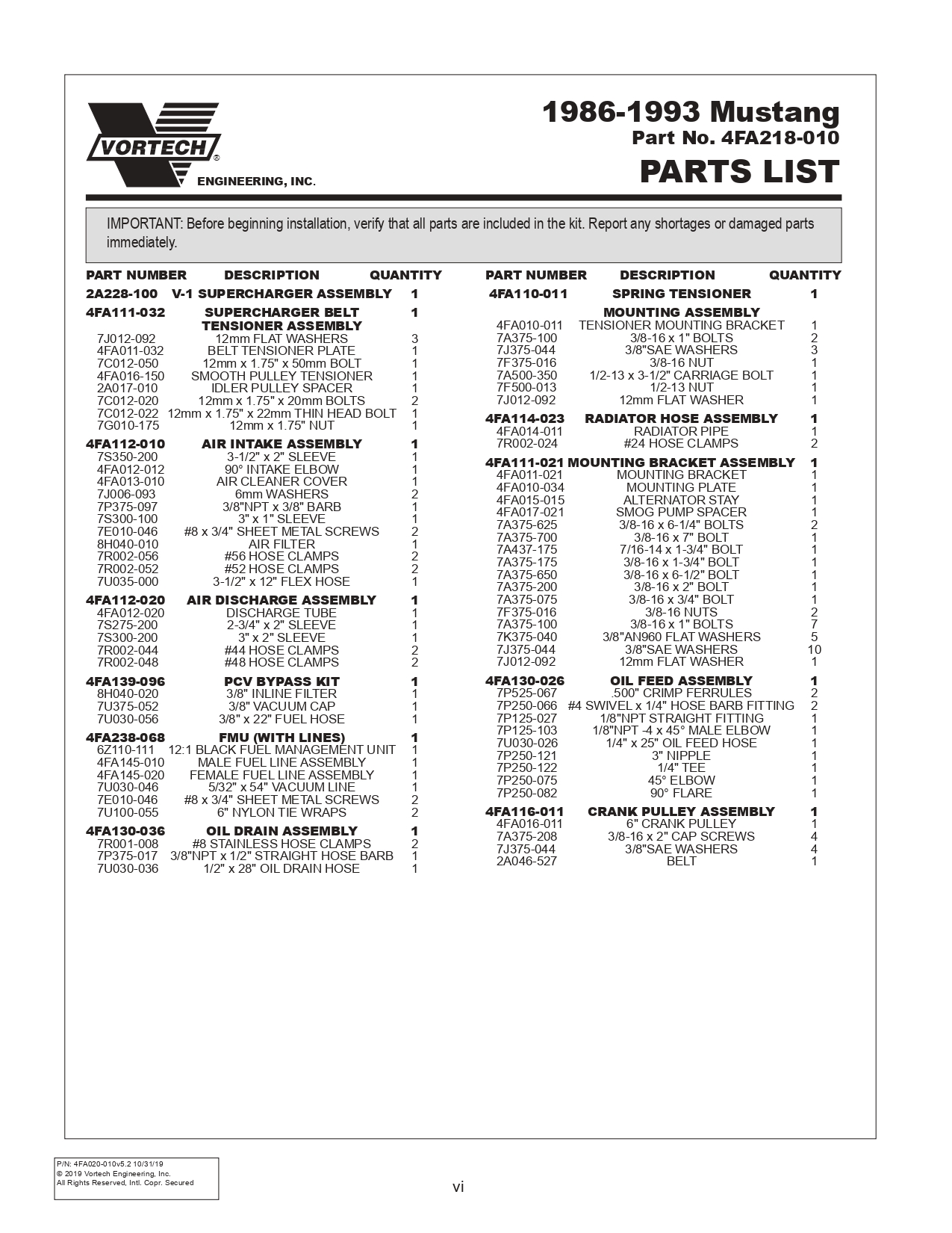 1986-93 Mustang Vortech V3 Installation Instructions - 1986-93 Mustang Vortech V3 Installation Instructions