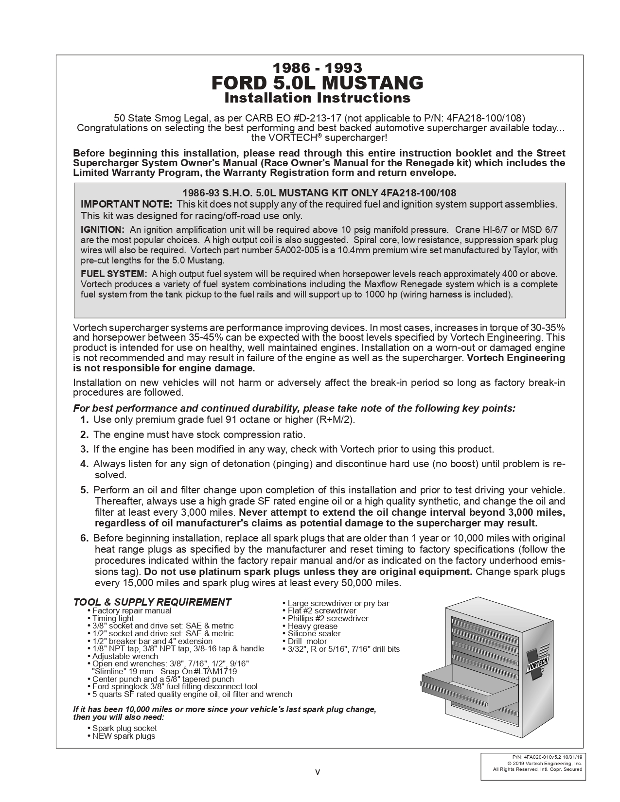 1986-93 Mustang Vortech V3 Installation Instructions - 1986-93 Mustang Vortech V3 Installation Instructions