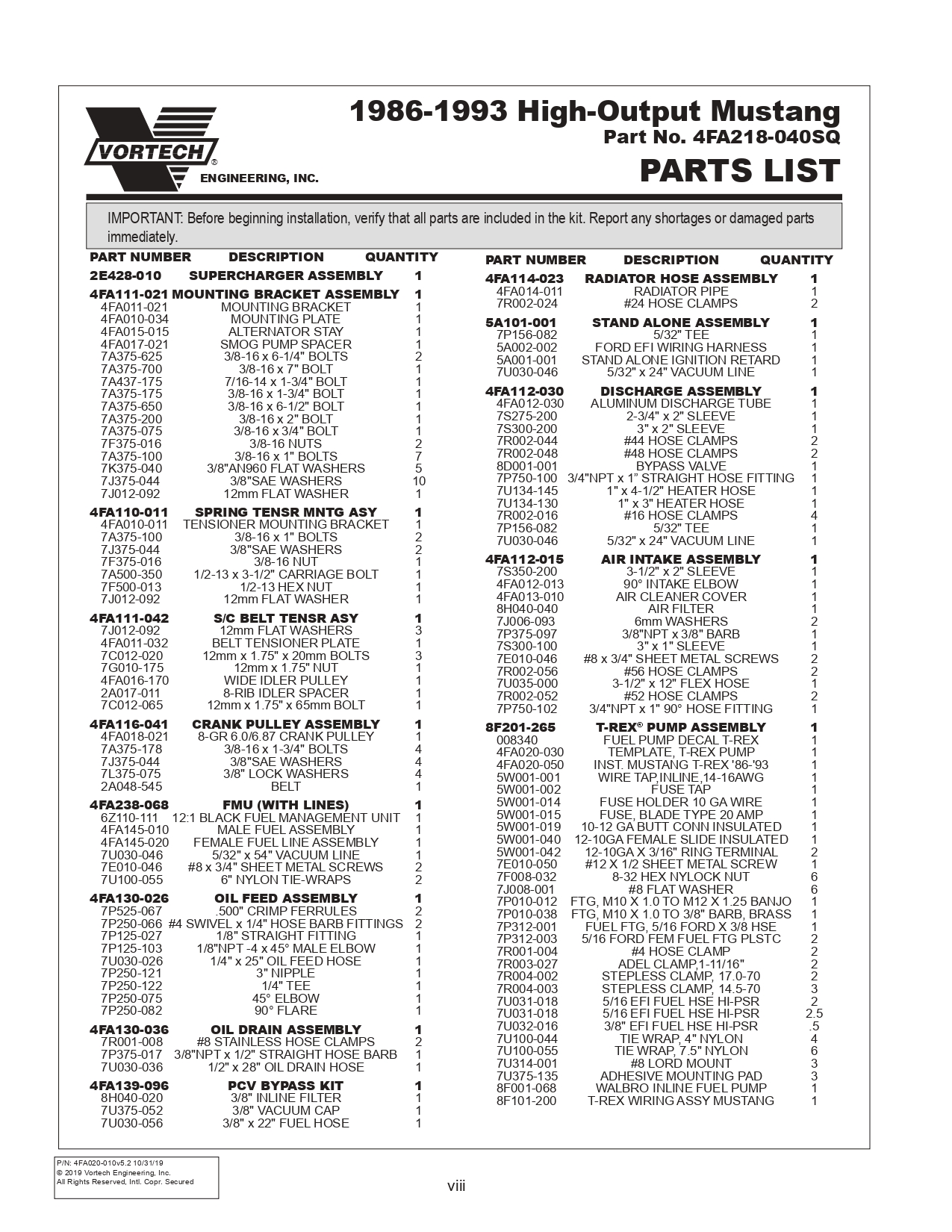 1986-93 Mustang Vortech V3 Installation Instructions - 1986-93 Mustang Vortech V3 Installation Instructions
