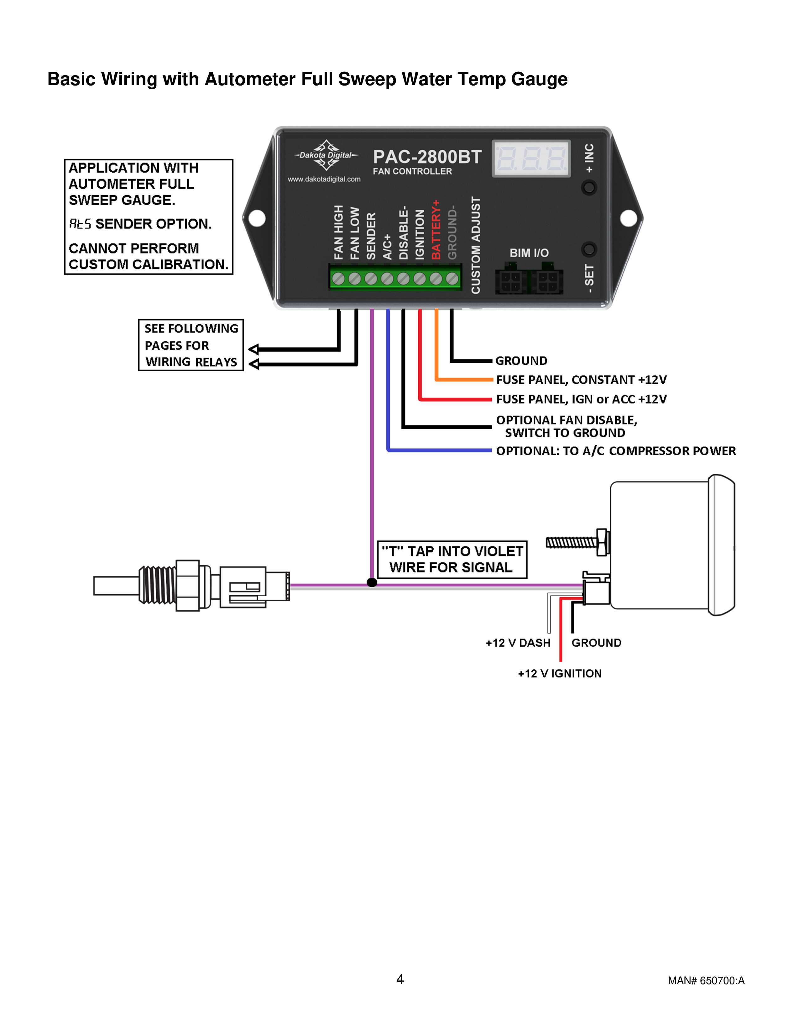 Dakota Digital Electric Fan Controller Installation Instructions - Dakota Digital Electric Fan Controller Installation Instructions