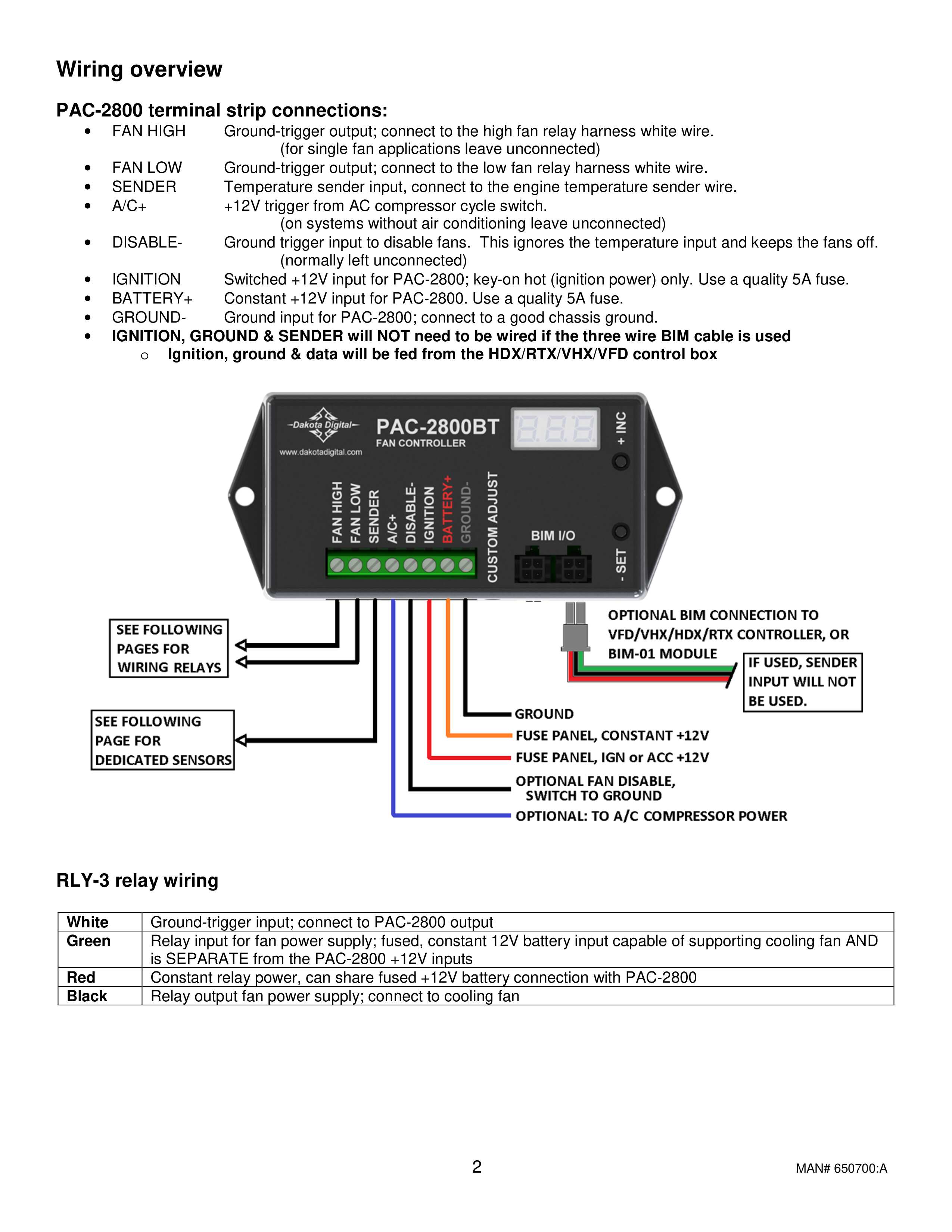 Dakota Digital Electric Fan Controller Installation Instructions