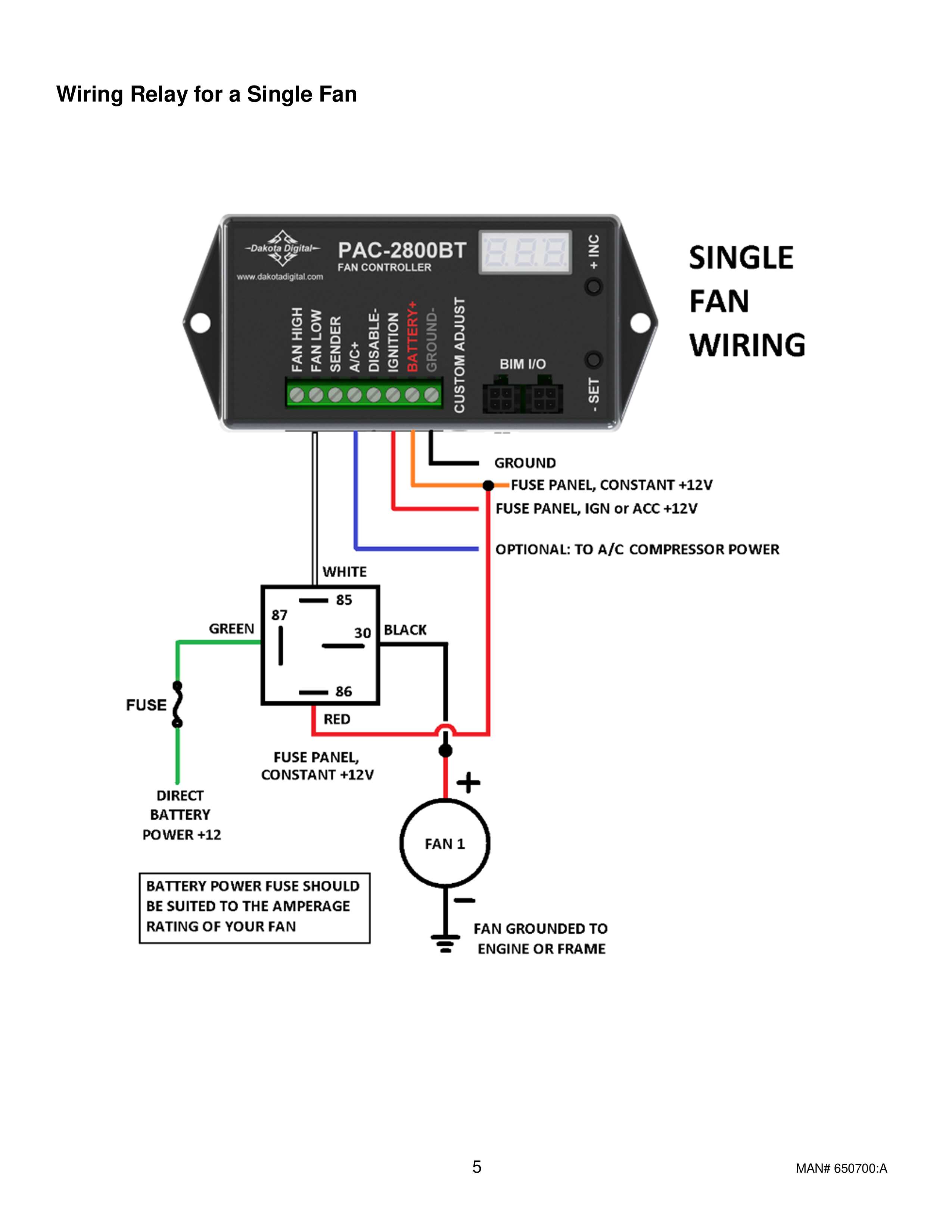 Dakota Digital Electric Fan Controller Installation Instructions - Dakota Digital Electric Fan Controller Installation Instructions