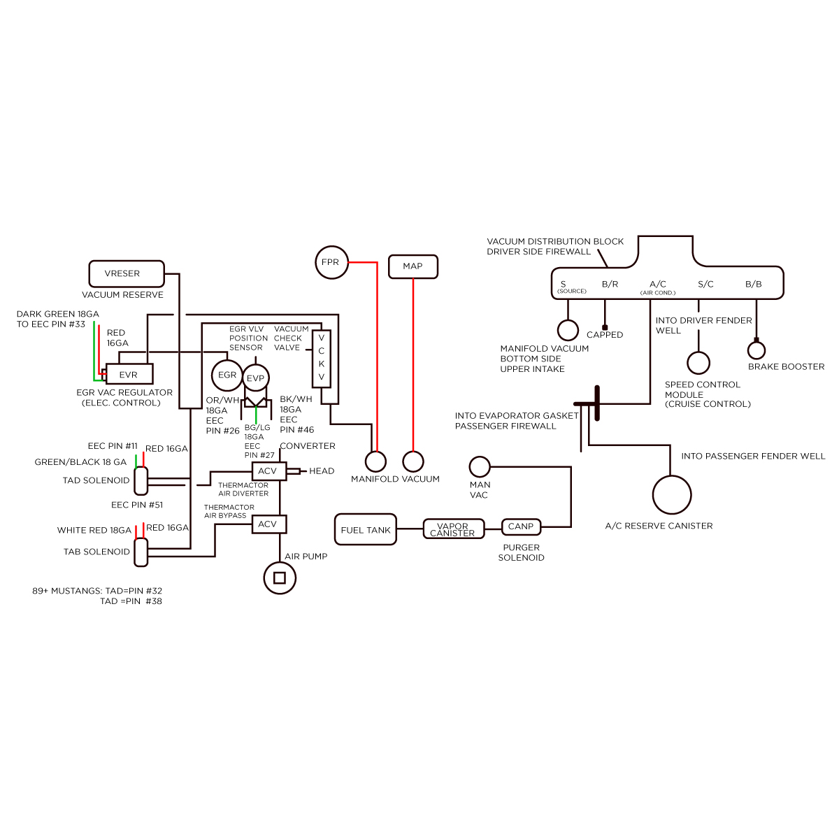 Fox Body Mustang Vacuum Routing Diagram 8793 V8 LMR