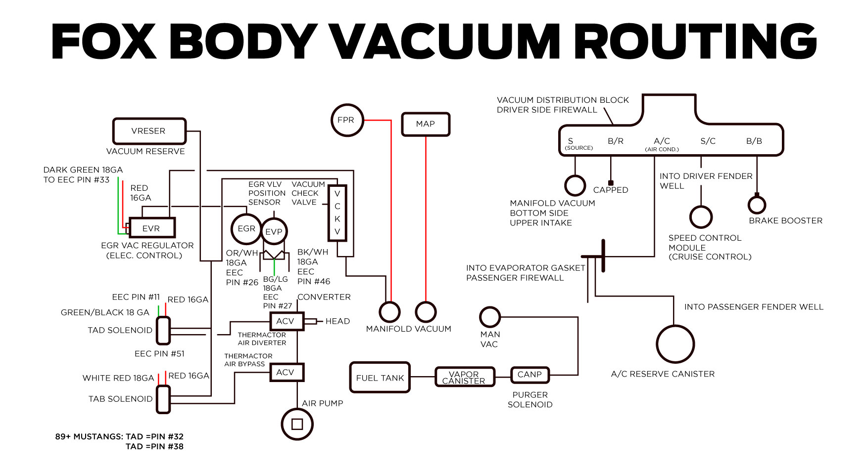 Fox Body Mustang Vacuum Routing Diagram | 87-93 V8 - LMR